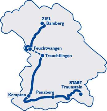 Streckenkarte Bayern-Rundfahrt 2012